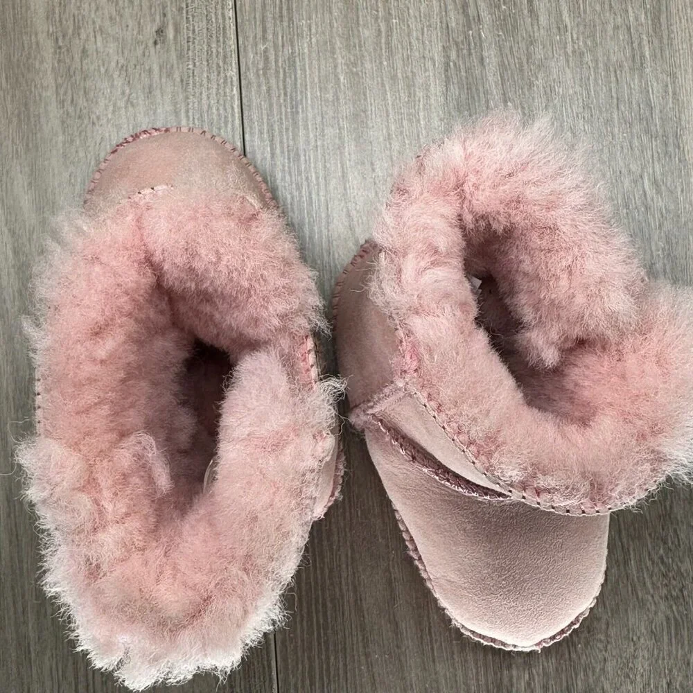 Staheekum Infant Boots Girls Sz XL Very Warm Shearling Lined Booties Suede Pink